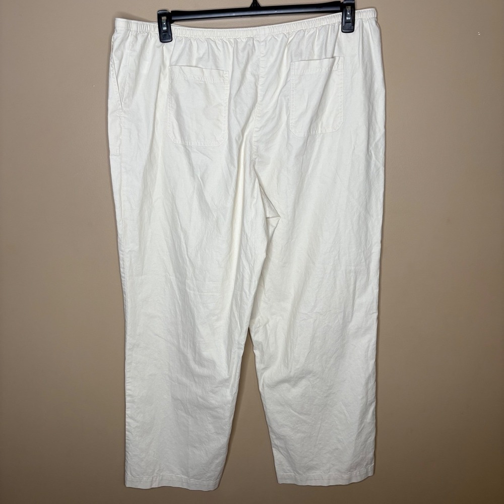 LL Bean Classic Fit Beige Cotton Pull On Drawstring Pants 2X Plus Casual Comfort - Picture 6 of 9